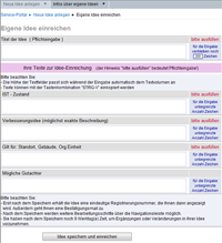 Ideenmanagement / betriebliches Vorschlagswesen - 
                    Einreichen einer Idee