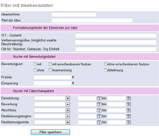Filterauswahl f&uuml;r Statistiken